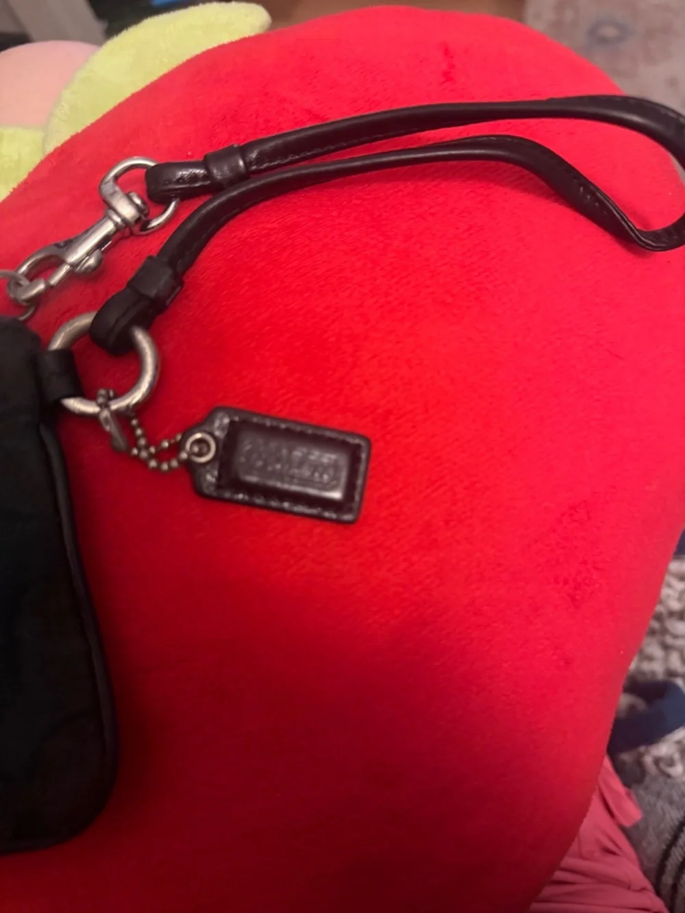 Used Black Coach Corner Zip Wristlet